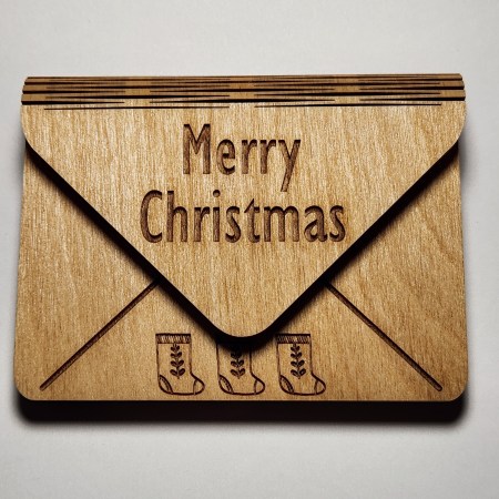 Gift Card Holder- oak/stockings
