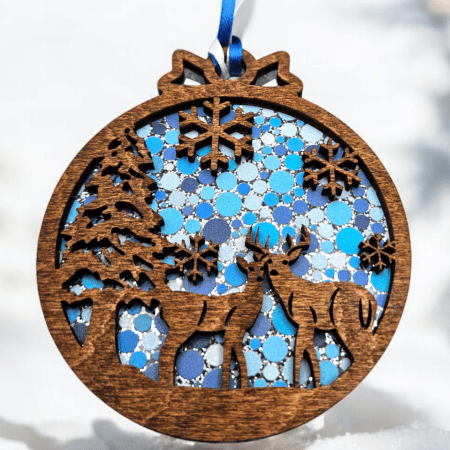 Ornament- Deer with glitter snow