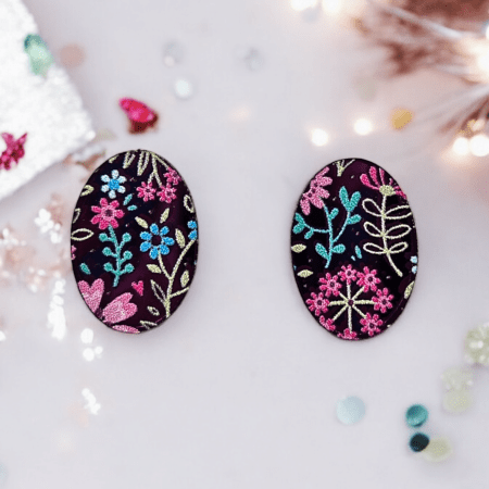 Shimmery Purple Petite Flowers- studs