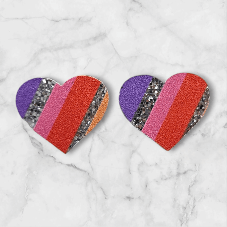 Glitter Rainbow Hearts- studs