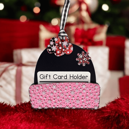 Gift Card Holder- shiny pink snowflake