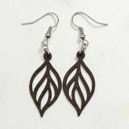 Wood Leaf Earrings